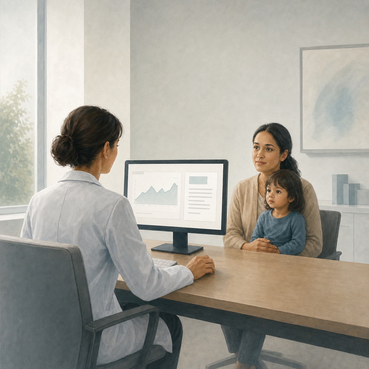 Doctor reviewing health records on a computer